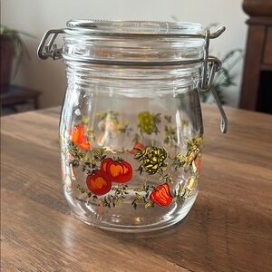 Glass Clamp-Lid Food Storage Jar with Red/Orange 🍅 🫑 Print